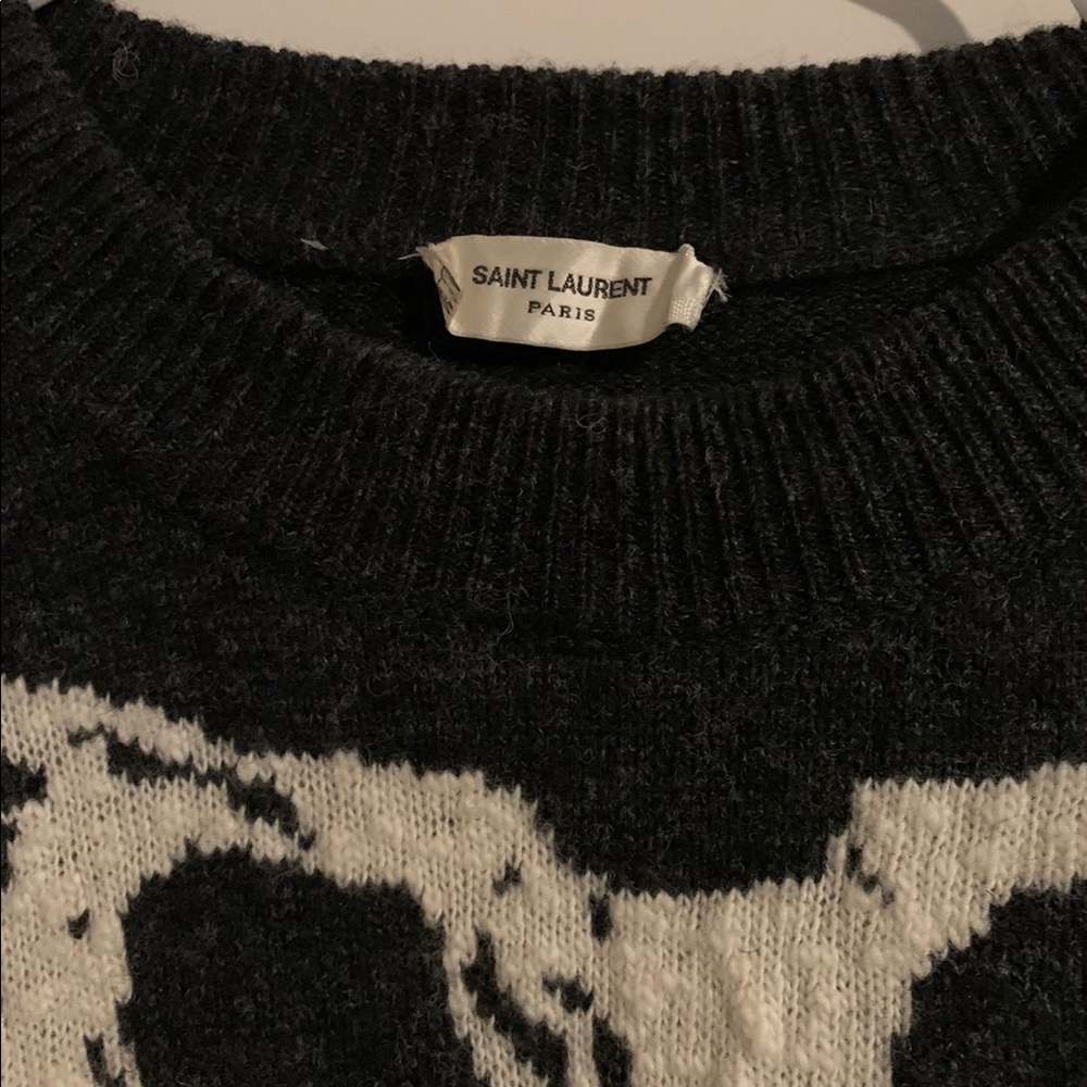Saint Laurent Paris skeleton jacquard wool sweater - Picture 5 of 11